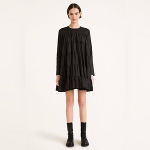 Merlette Soliman Mini Dress Ruffled Babydoll Black Size S